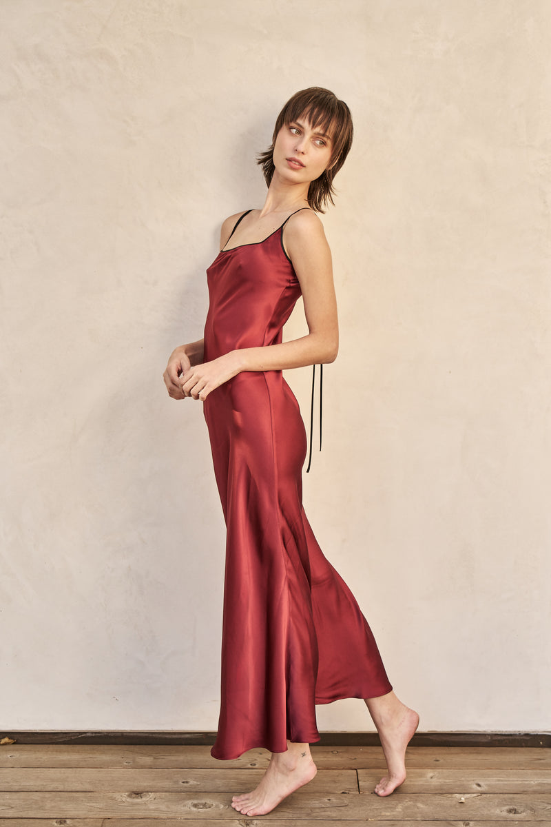 The Joni Silk Dress in Meridian Red – Midheaven Denim