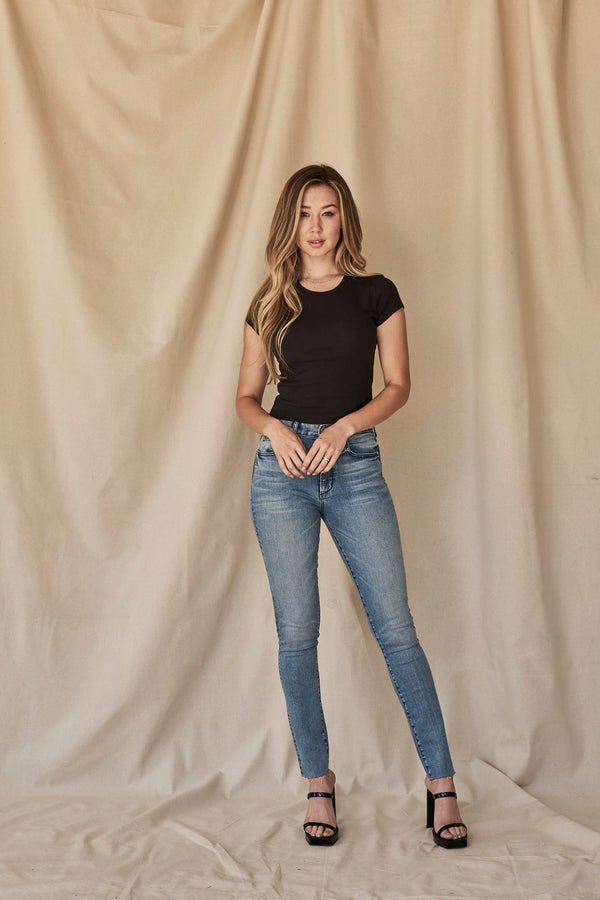 Lani Light Mid-Rise Jean with Raw Hem