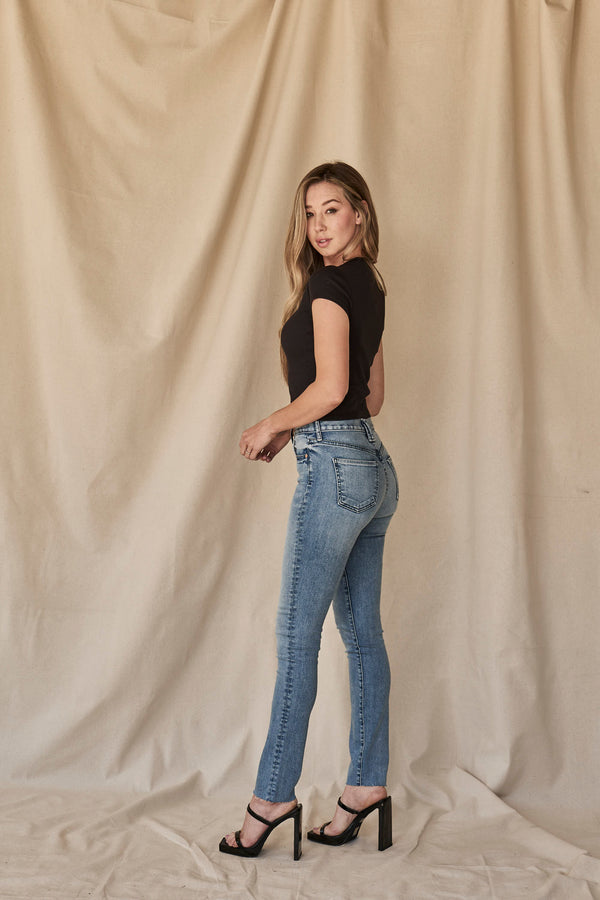 Lani Light Mid-Rise Jean with Raw Hem