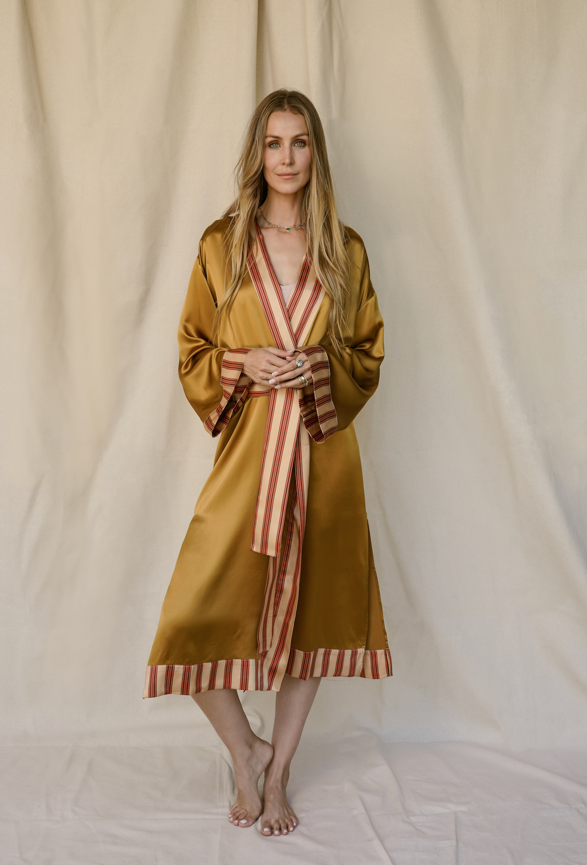 Midheaven x Pierce and Ward Guinnevere Silk Robe in Sage