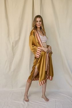 Midheaven x Pierce and Ward Guinnevere Silk Robe in Sage
